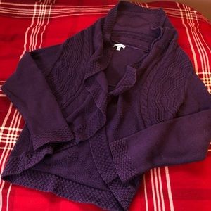 Croft & Barrow Quilted Purple Sweater Cardigan